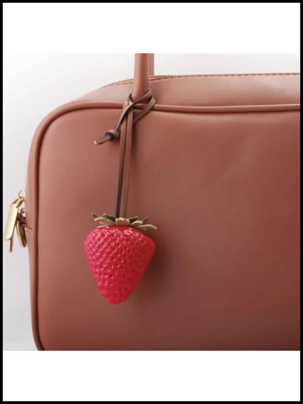 3D Strawberry Bag Charm Keychain, Resin Purse Accessory, Cute Fruit Decor for